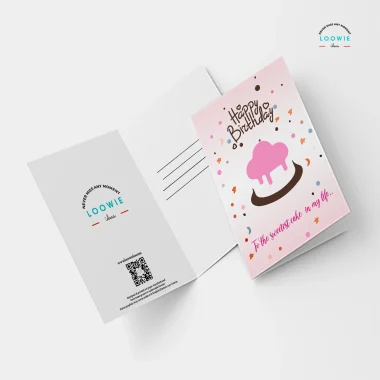 Pink cake greeting card